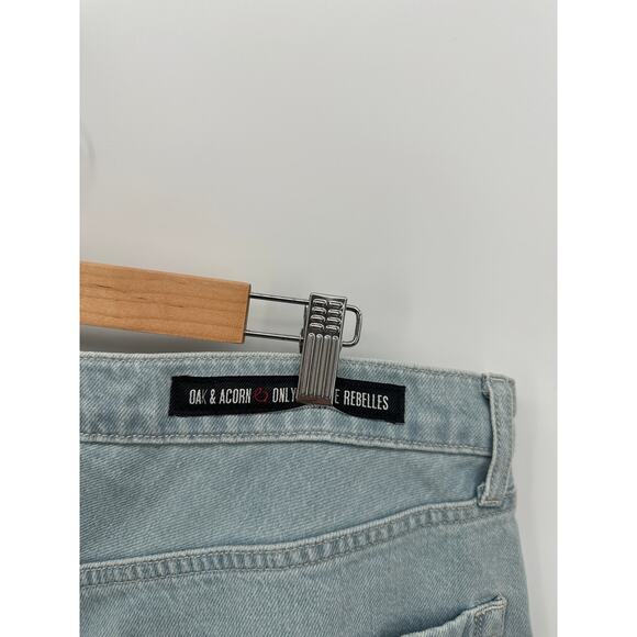 Oak & Acorn Jeans Women 34 Light Wash Loose Fit Organic Cotton Ankle High Rise - Picture 7 of 9